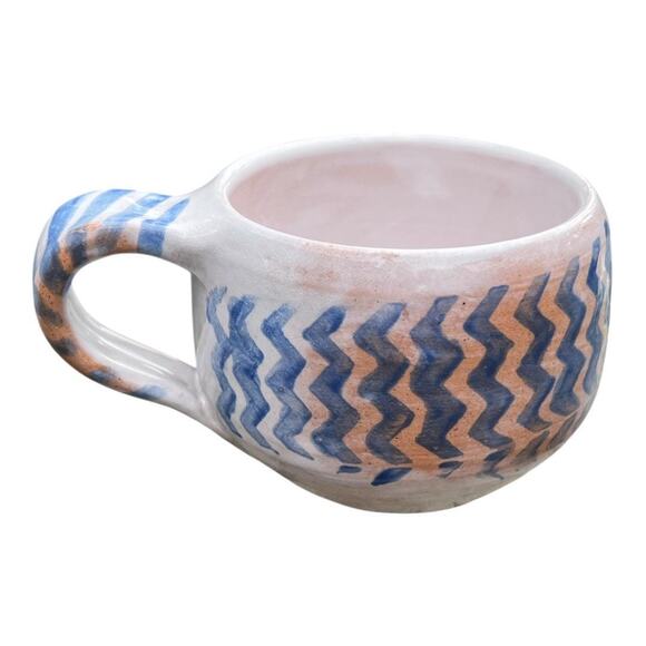 Blue & White Coffee Mug with Wave and PolkaDot Designs - Picture 5 of 7